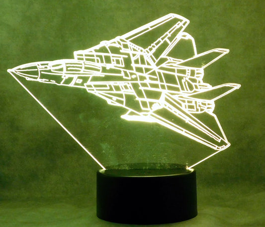 F-14 Tomcat Fighter Jet 3-D Optical Illusion Multicolored LED Lamp
