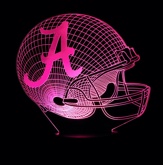 College League Football Helmet 3-D Optical Illusion Multicolored LED Lamp