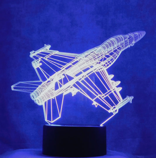 F-18 Super Hornet Fighter Jet 3-D Optical Illusion Multicolored LED Lamp