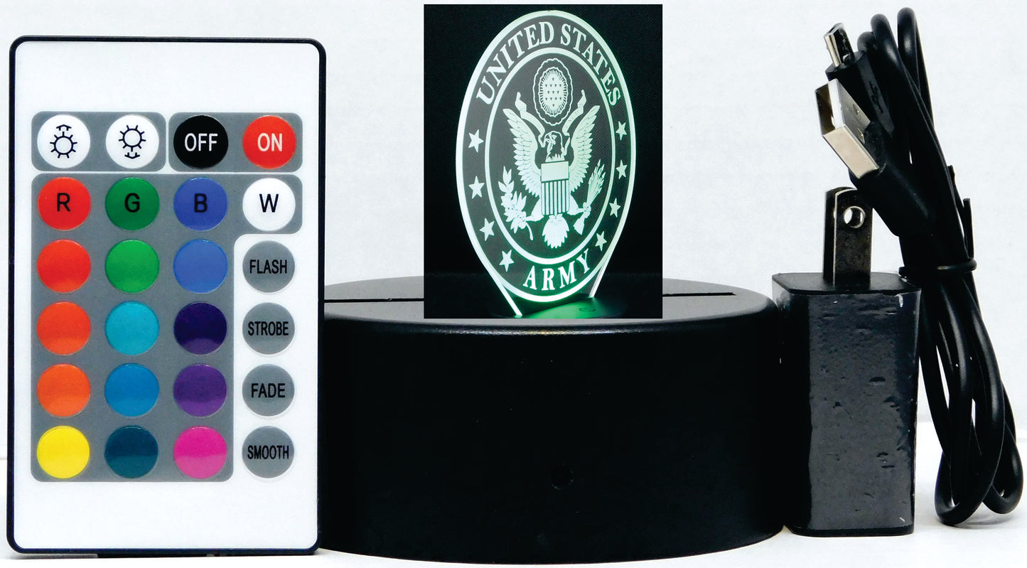 Army Logo 3-D Optical Illusion Multicolored Light