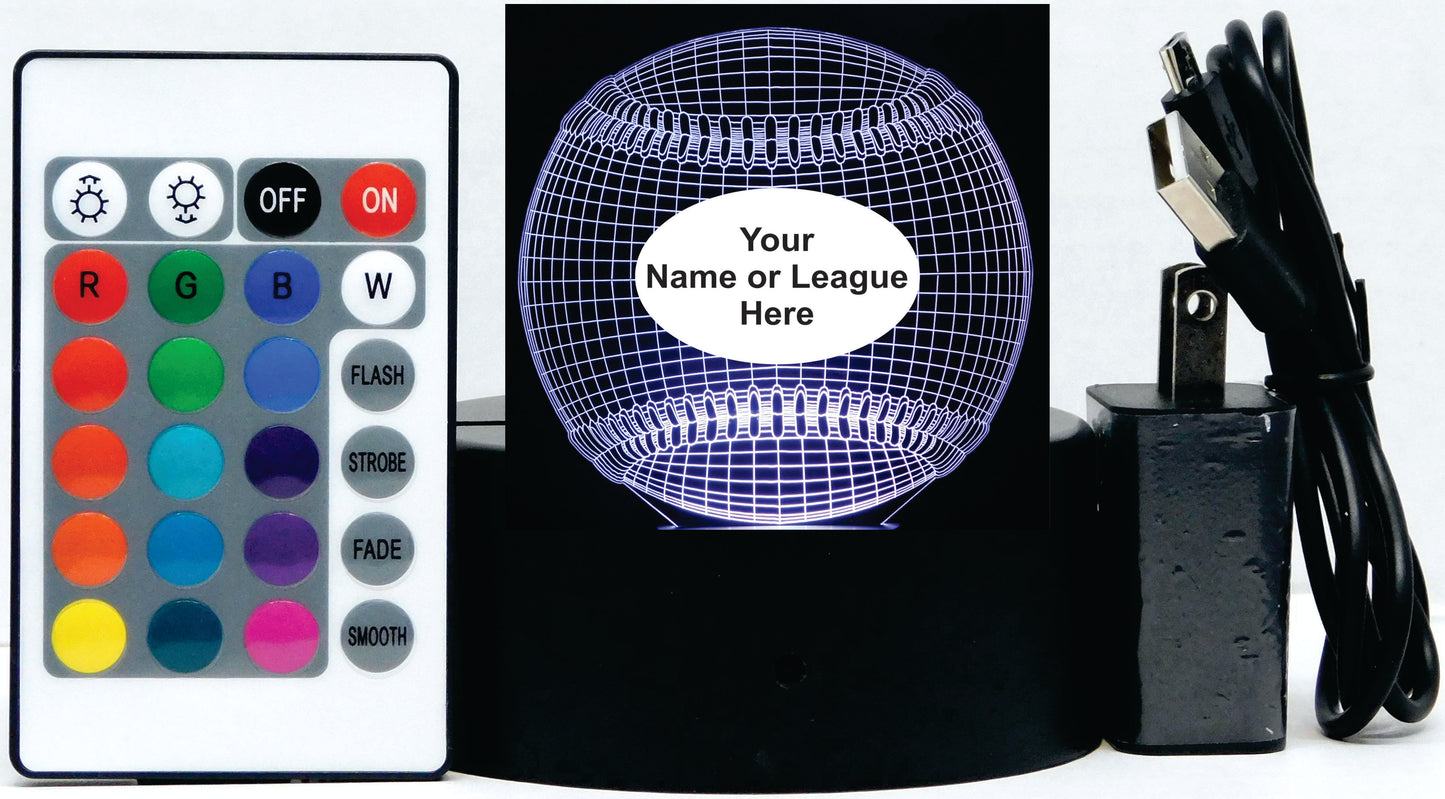 Baseball 3-D Optical Illusion Multicolored Light