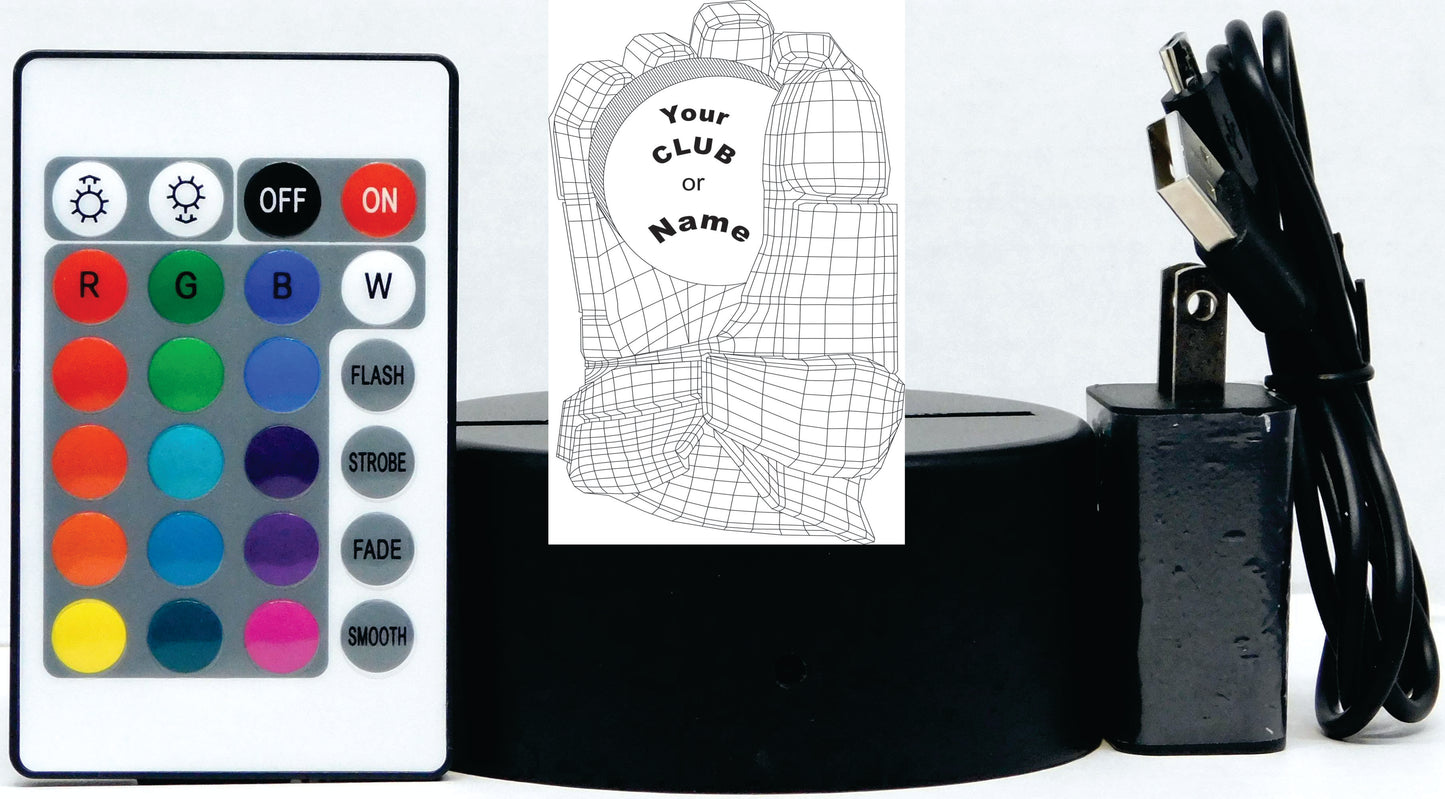 Hockey Glove 3-D Optical Illusion Multicolored Light