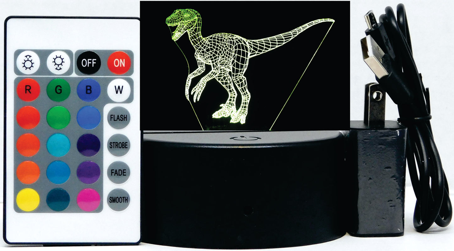 Dinosaurs 3-D Optical Illusion LED Desk, Table, Night Lamp