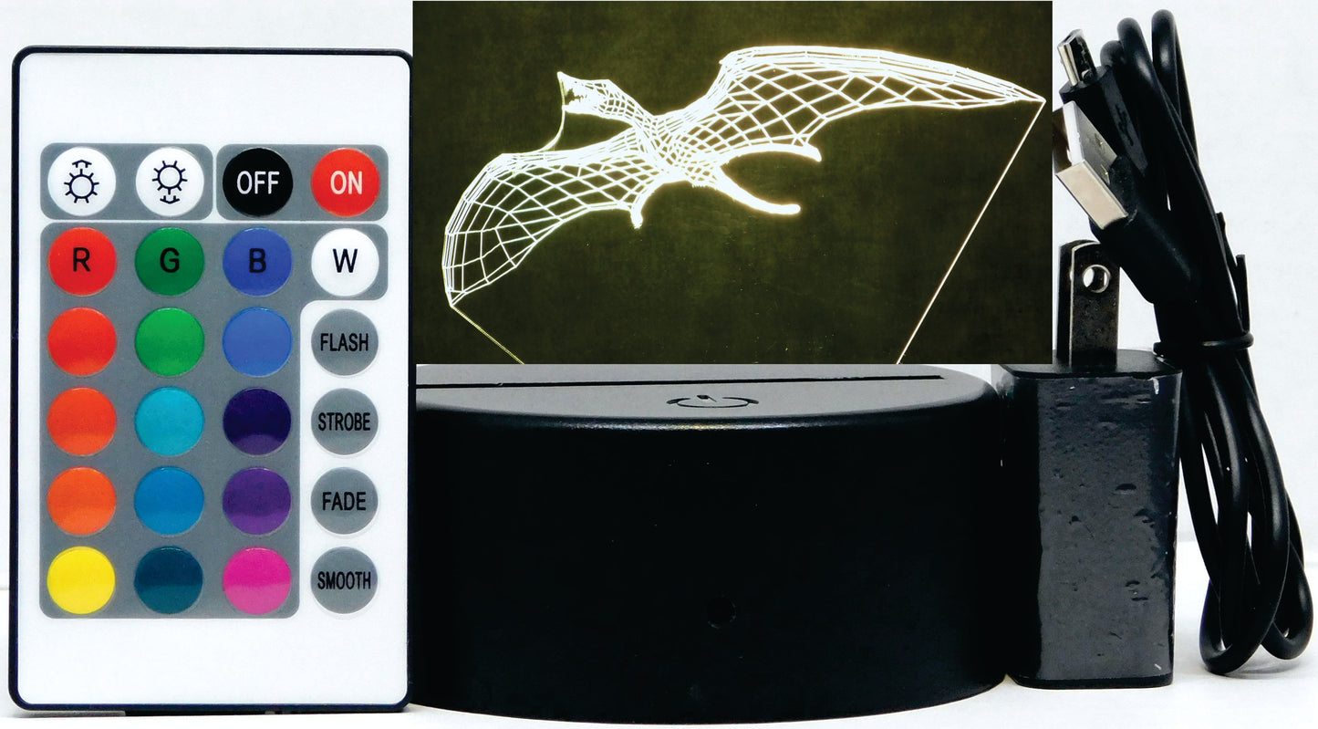 Dinosaurs 3-D Optical Illusion LED Desk, Table, Night Lamp