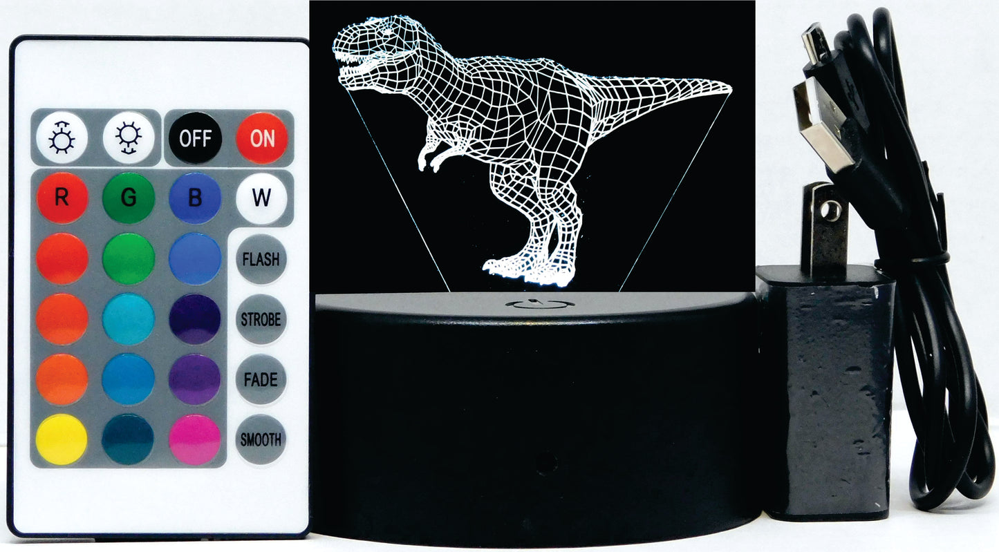 Dinosaurs 3-D Optical Illusion LED Desk, Table, Night Lamp