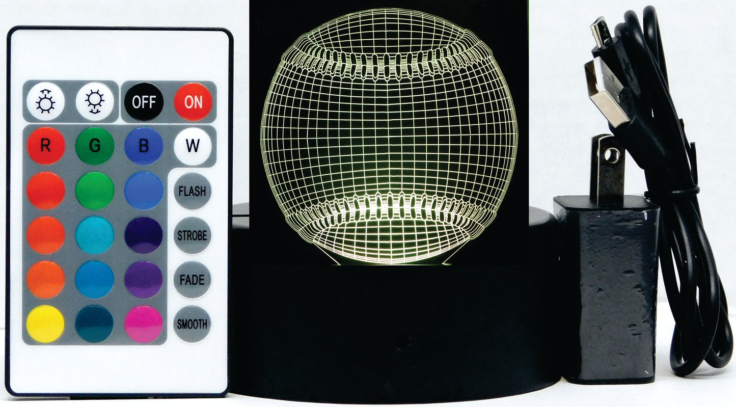 Baseball 3-D Optical Illusion Multicolored Light