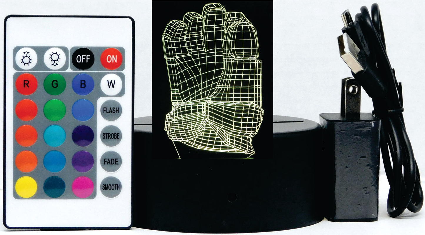 Hockey Glove 3-D Optical Illusion Multicolored Light