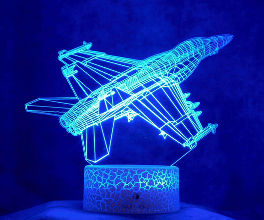 F-18 Super Hornet Fighter Jet 3-D Optical Illusion Multicolored LED Lamp