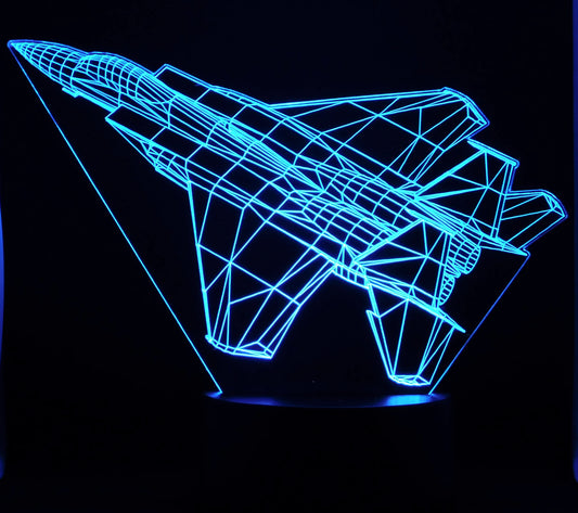 F-15c Fighter Jet 3-D Optical Illusion Multicolored LED Lamp