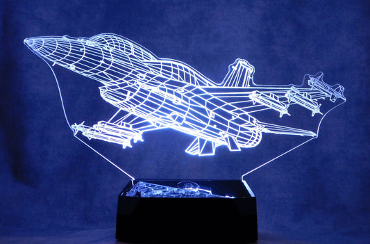 F-16 V2 Fighter Jet 3-D Optical Illusion Multicolored LED Lamp