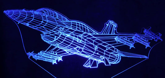 F-16 V2 Fighter Jet 3-D Optical Illusion Multicolored LED Lamp