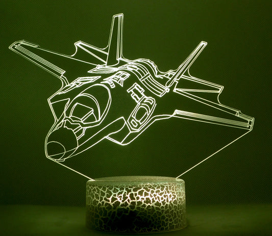 F-35 Lighting II Fighter Jet 3-D Optical Illusion Multicolored LED Lamp