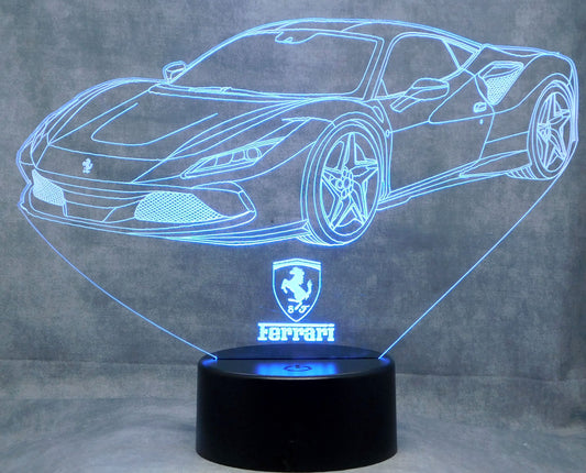 Ferrari F8 Tributo 3-D Optical Illusion Multicolored LED Lamp