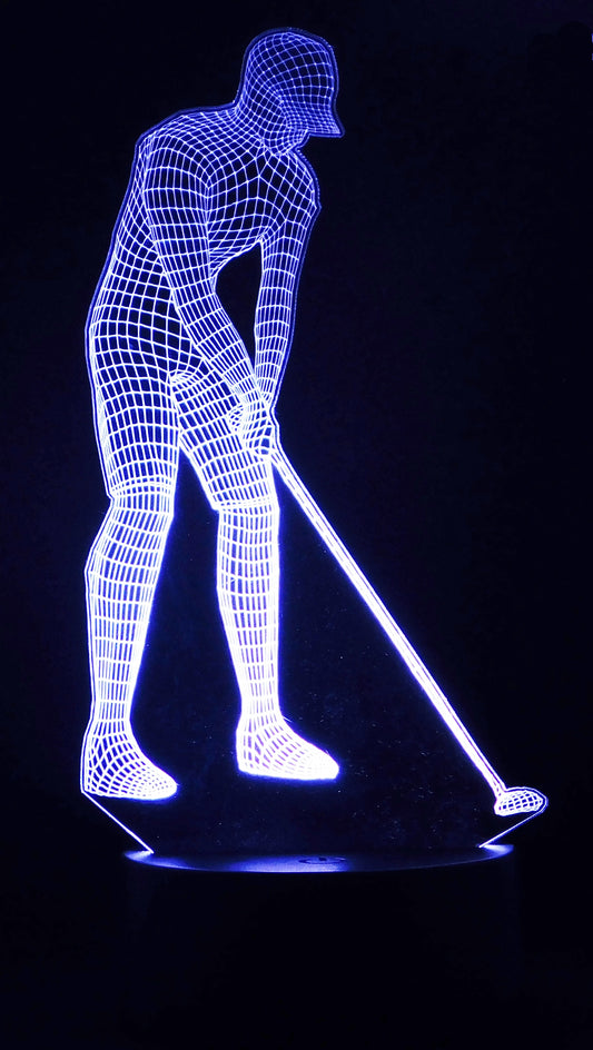 Golfer 3-D Optical Illusion Multicolored Light