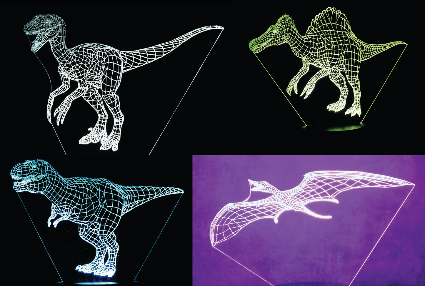 Dinosaurs 3-D Optical Illusion LED Desk, Table, Night Lamp