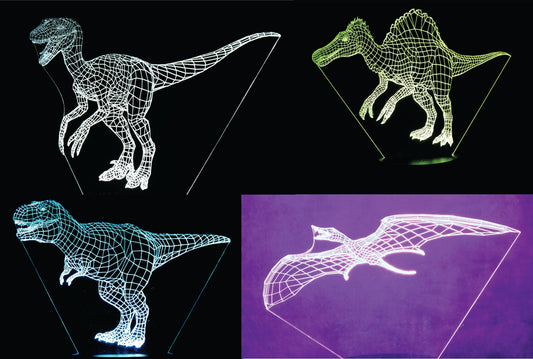 Dinosaurs 3-D Optical Illusion LED Desk, Table, Night Lamp
