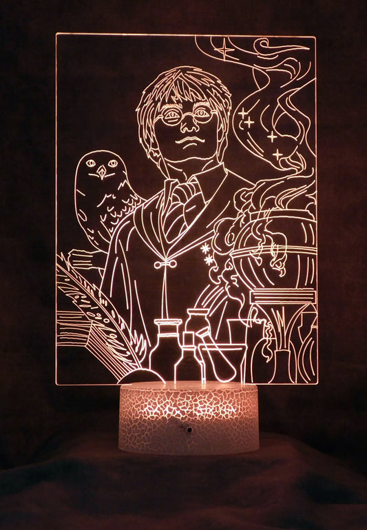 Harry Potter with Owl 3-D Optical Illusion Multicolored LED Lamp