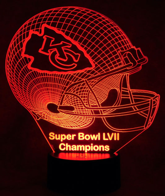 Kansas City Chiefs Football Helmet 3-D Optical Illusion Multicolored LED Lamp
