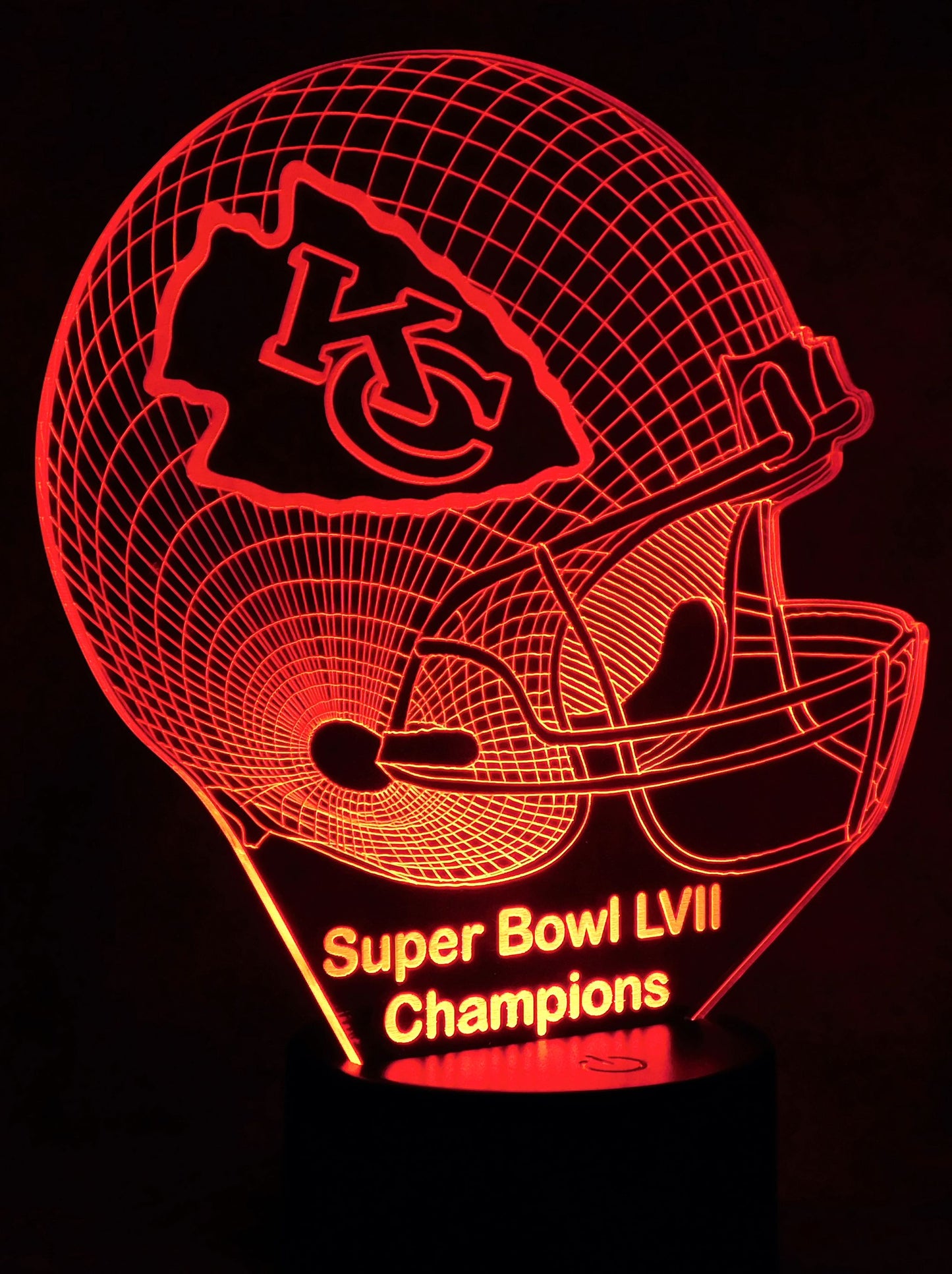 Kansas City Chiefs Football Helmet 3-D Optical Illusion Multicolored LED Lamp