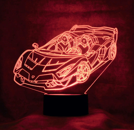 Lamborghini Roaster 3-D Optical Illusion Multicolored LED Lamp