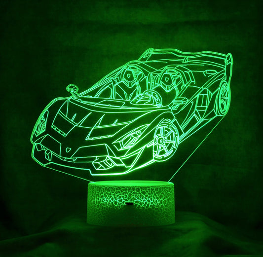 Lamborghini Roaster 3-D Optical Illusion Multicolored LED Lamp