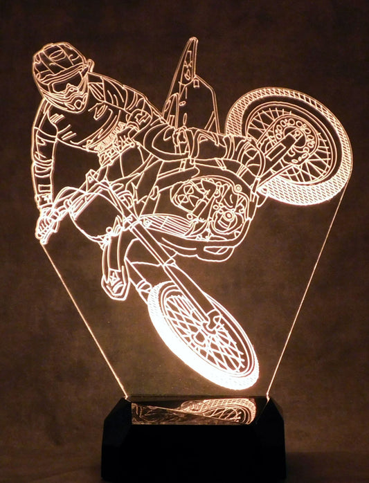 MotoCross Rider 3-D Optical Illusion Multicolored LED Lamp