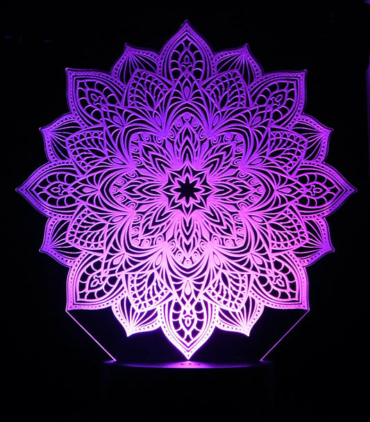 Mandala 3-D Optical Illusion Multicolored Light