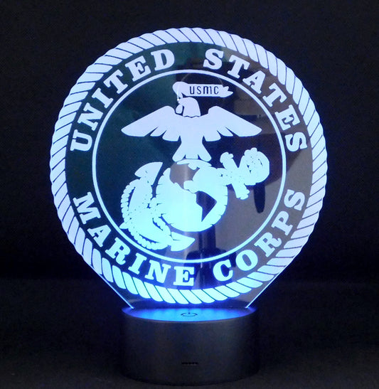 Marines Logo 3-D Optical Illusion Multicolored LED Lamp