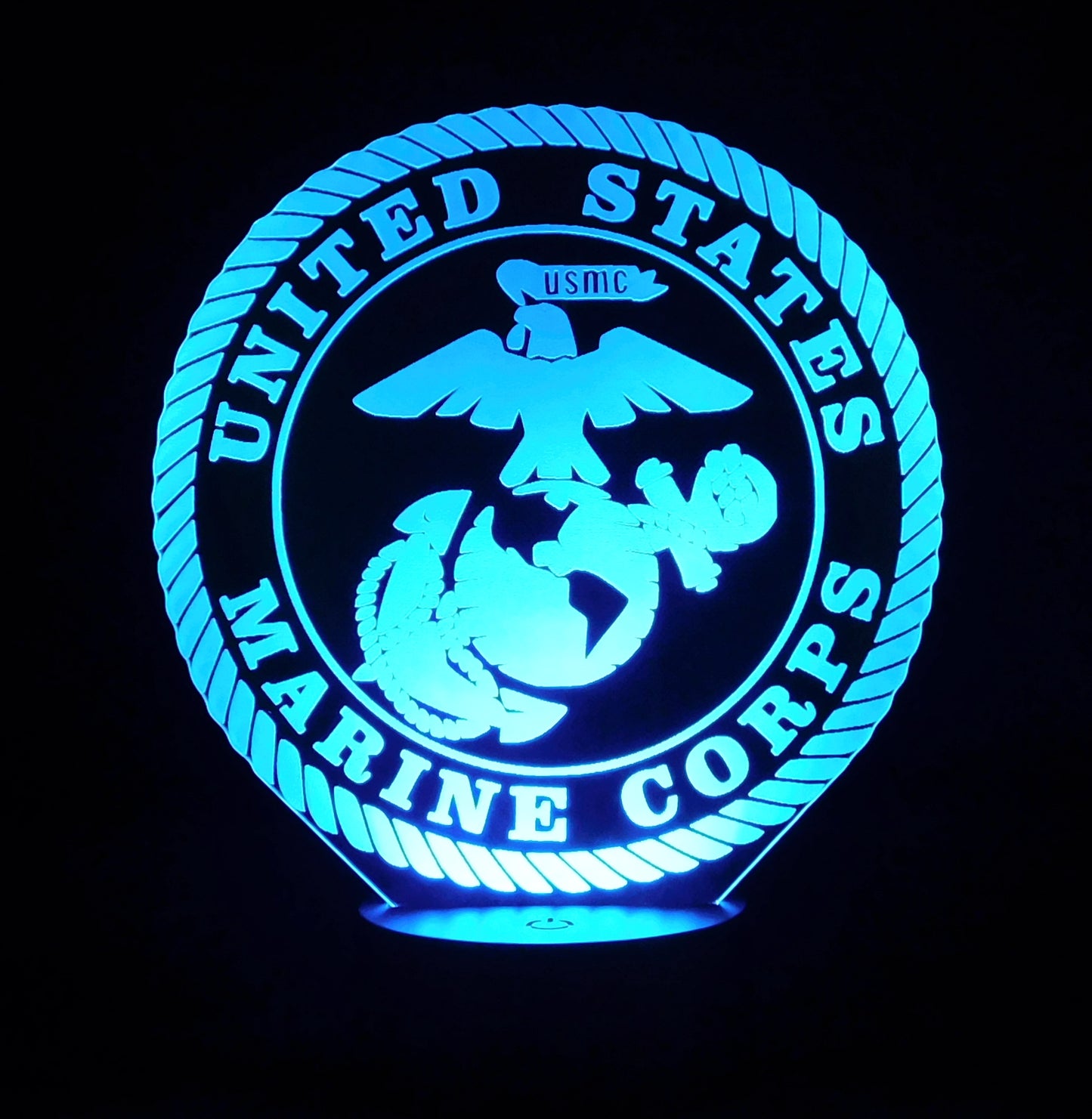 Marines Logo 3-D Optical Illusion Multicolored LED Lamp