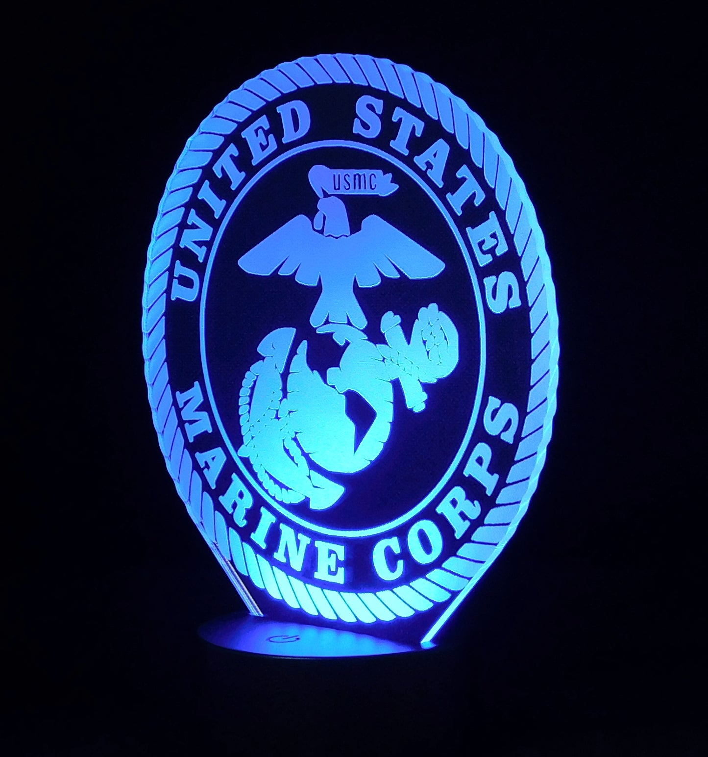 Marines Logo 3-D Optical Illusion Multicolored LED Lamp