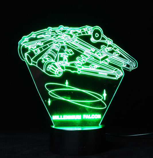 Millennium Falcon Flying 3-D Optical Illusion LED Desk, Table, Night Lamp