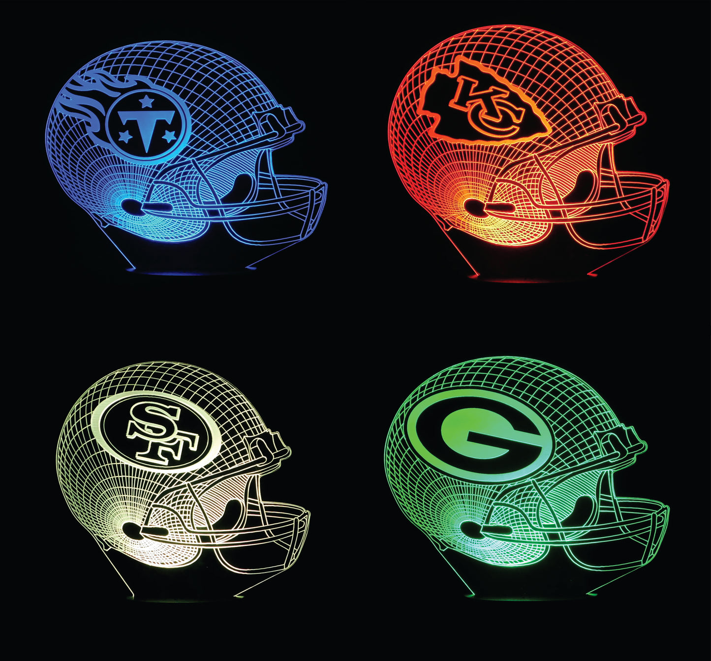 Pro League Football Helmet 3-D Optical Illusion Multicolored LED Lamp