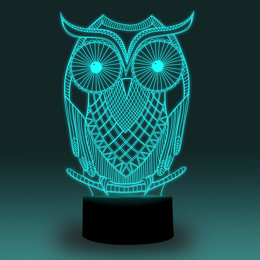 Owl 3-D Optical Illusion LED Desk, Table, Night Lamp