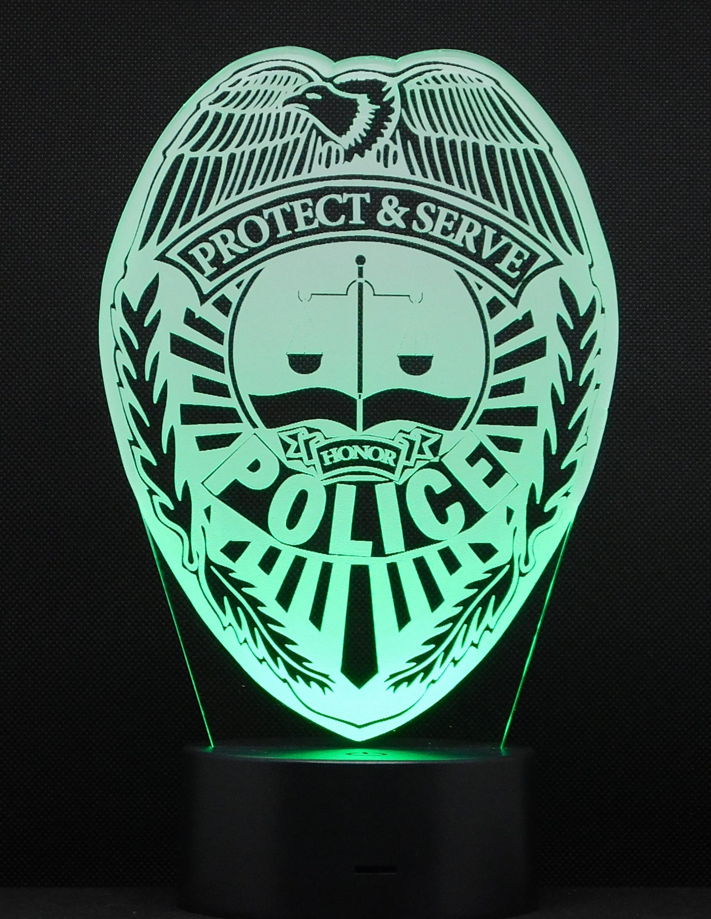 Police Logo 3-D Optical Illusion Multicolored LED Lamp