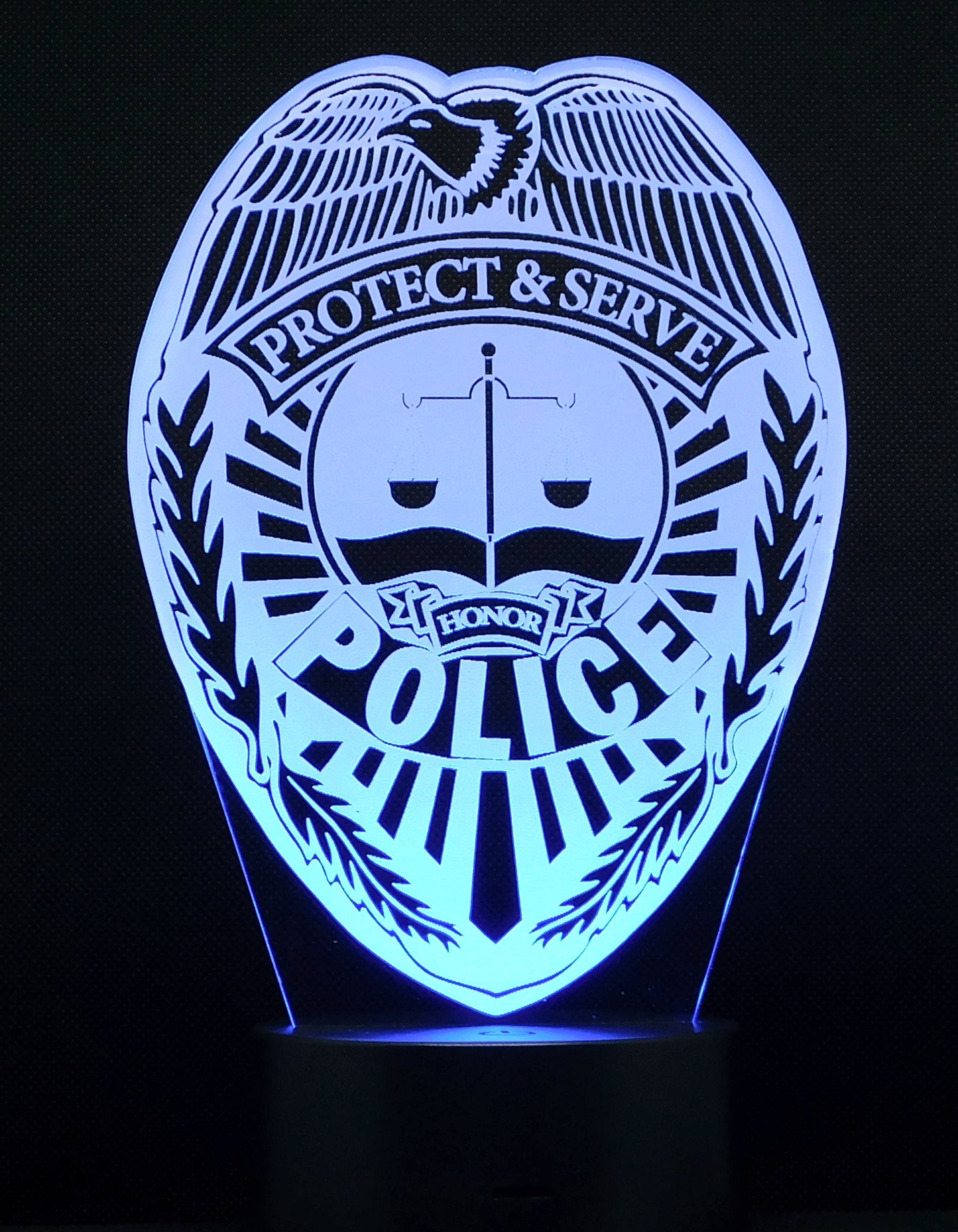 Police Logo 3-D Optical Illusion Multicolored LED Lamp