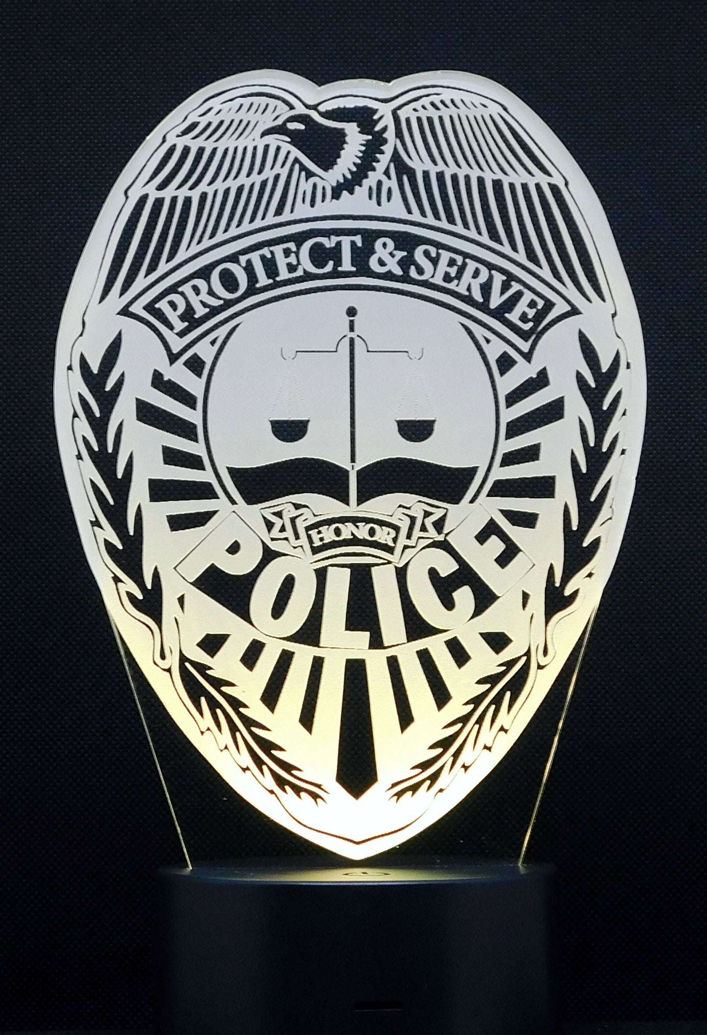 Police Logo 3-D Optical Illusion Multicolored LED Lamp