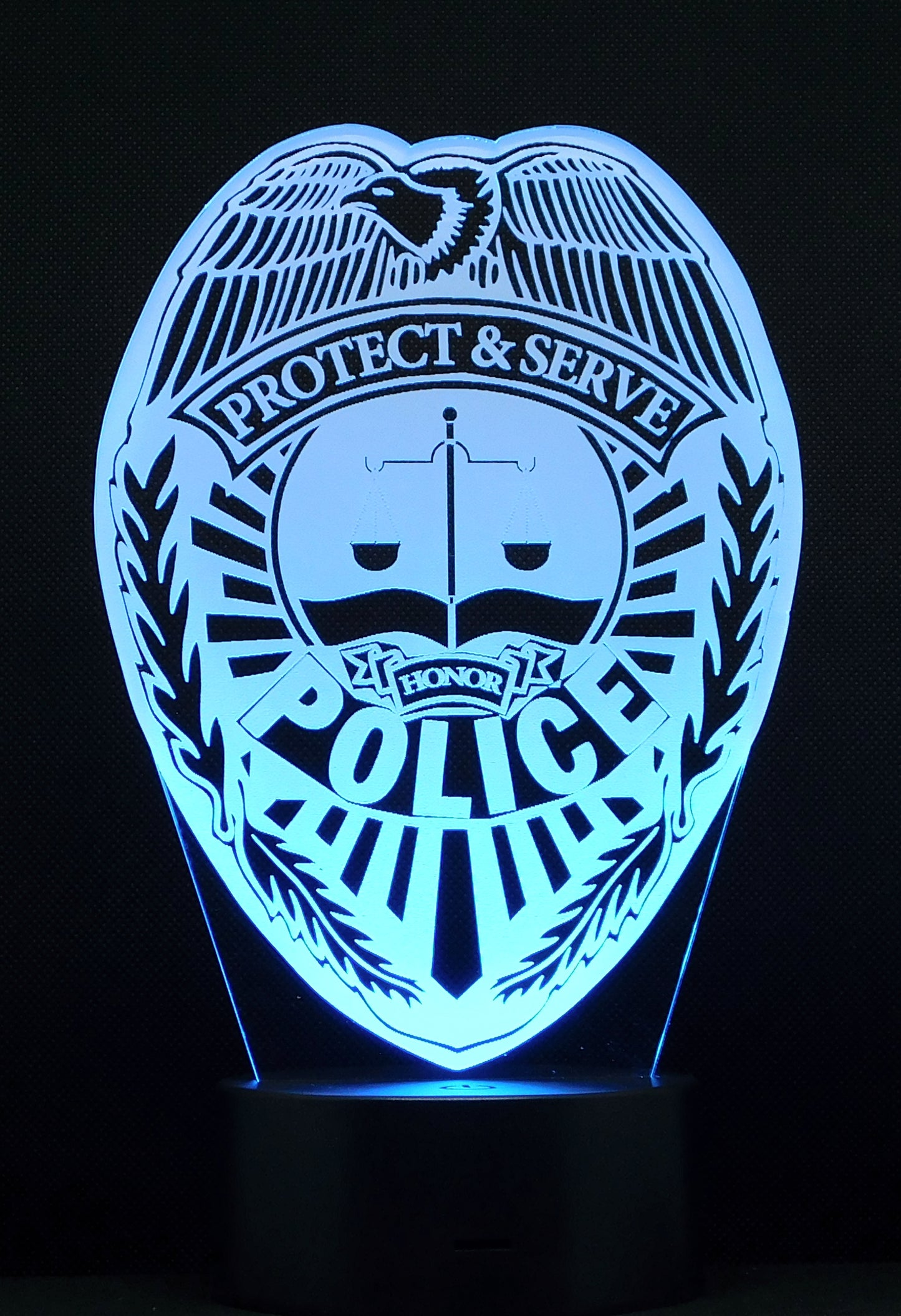 Police Logo 3-D Optical Illusion Multicolored LED Lamp