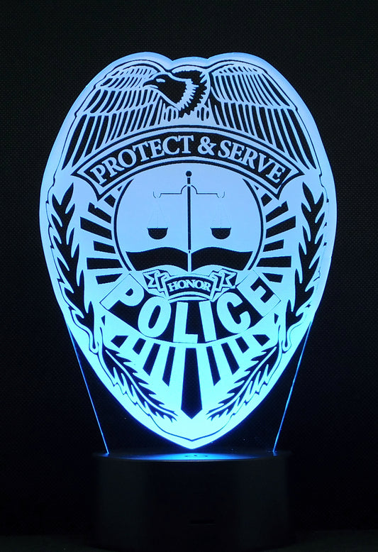 Police Logo 3-D Optical Illusion Multicolored LED Lamp