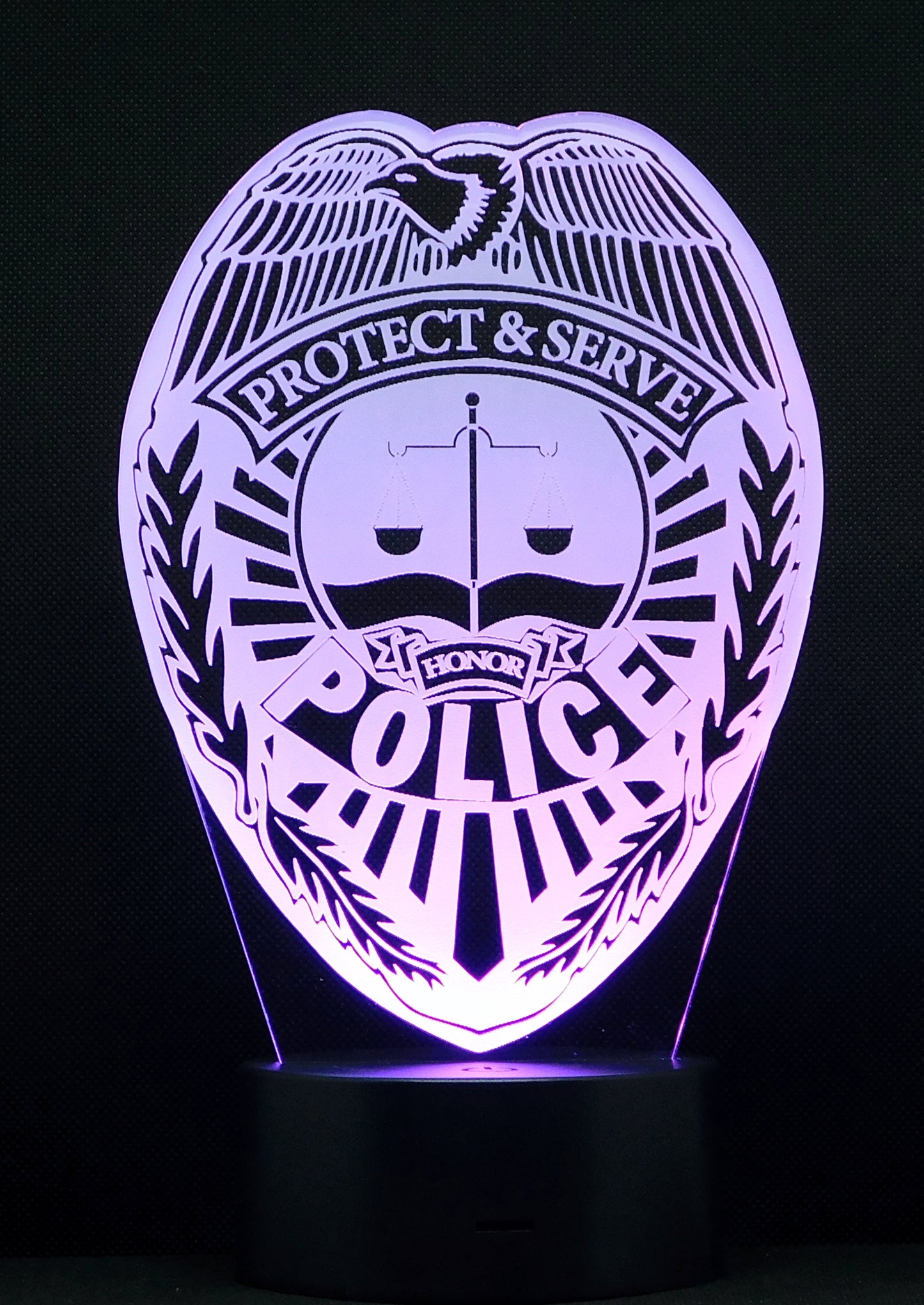 Police Logo 3-D Optical Illusion Multicolored LED Lamp