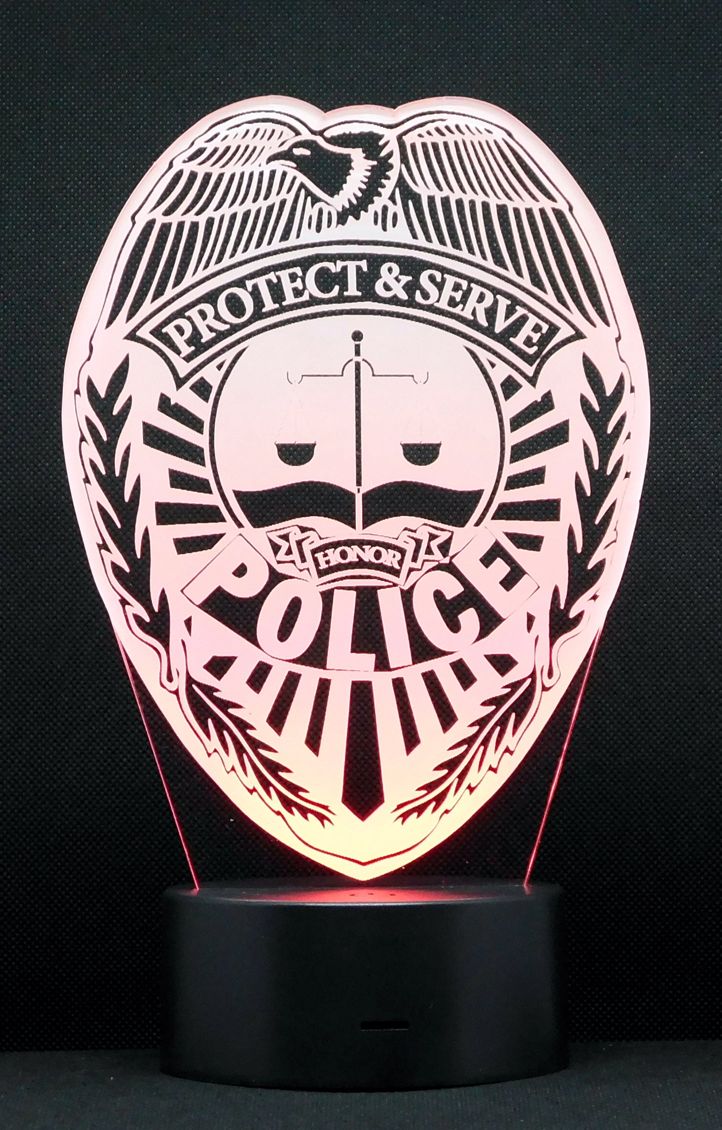 Police Logo 3-D Optical Illusion Multicolored LED Lamp