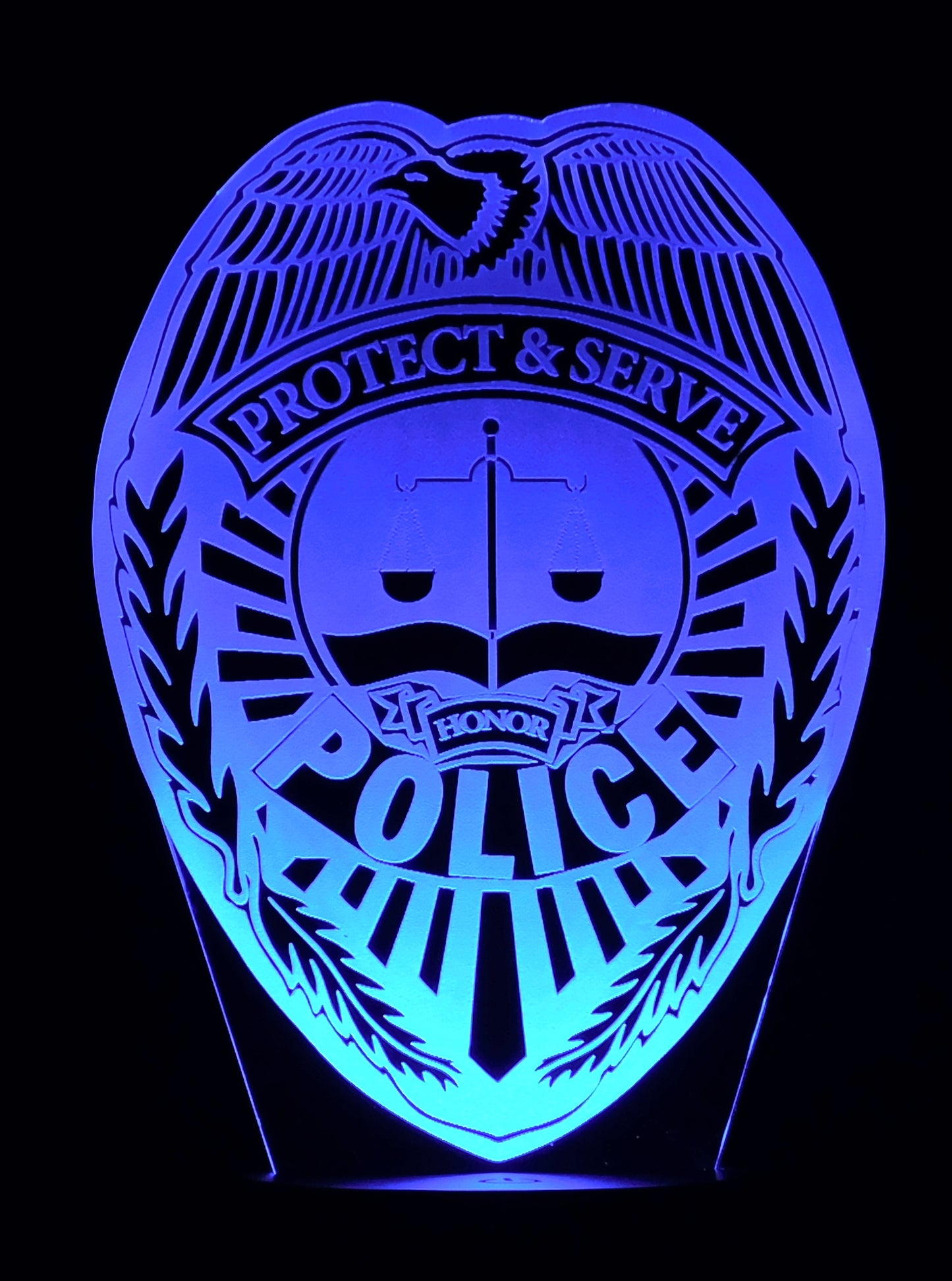 Police Logo 3-D Optical Illusion Multicolored LED Lamp
