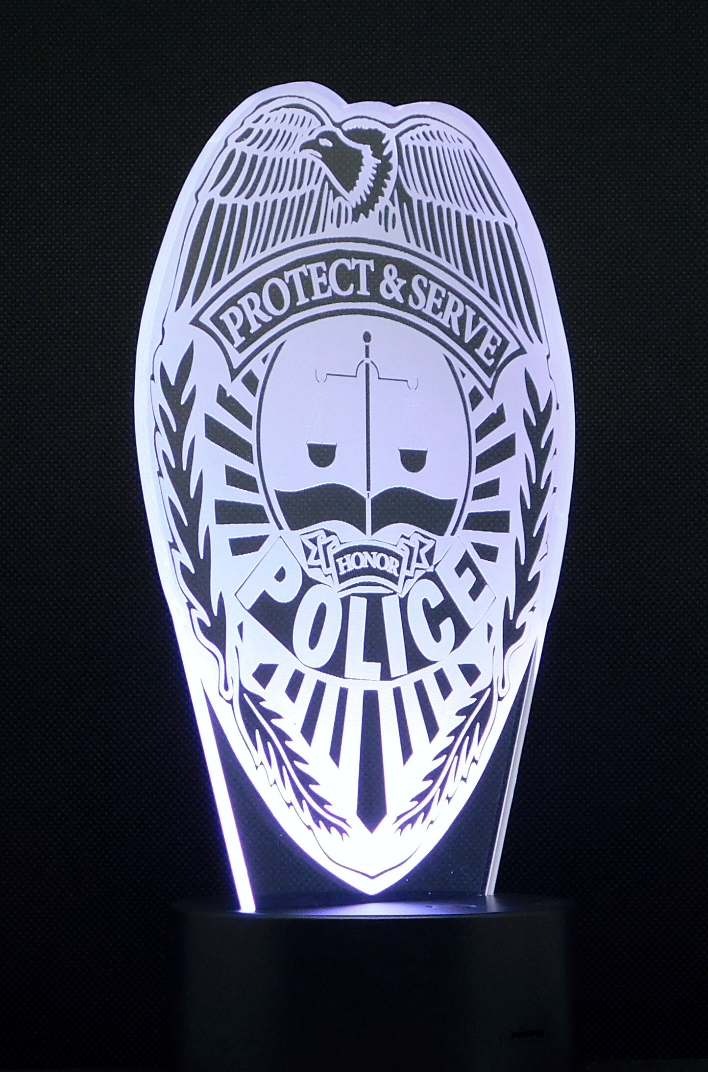 Police Logo 3-D Optical Illusion Multicolored LED Lamp