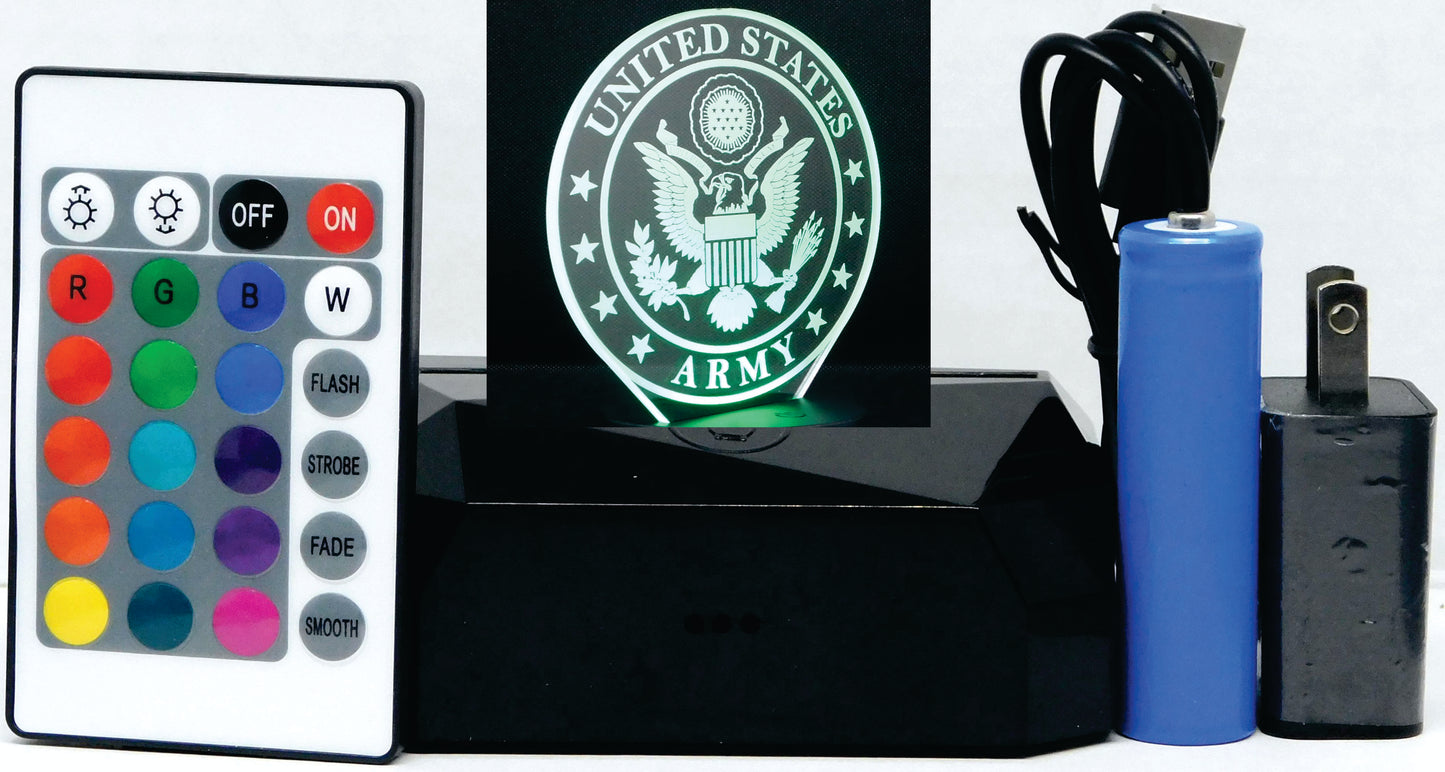 Army Logo 3-D Optical Illusion Multicolored Light