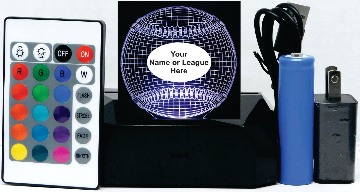 Baseball 3-D Optical Illusion Multicolored Light