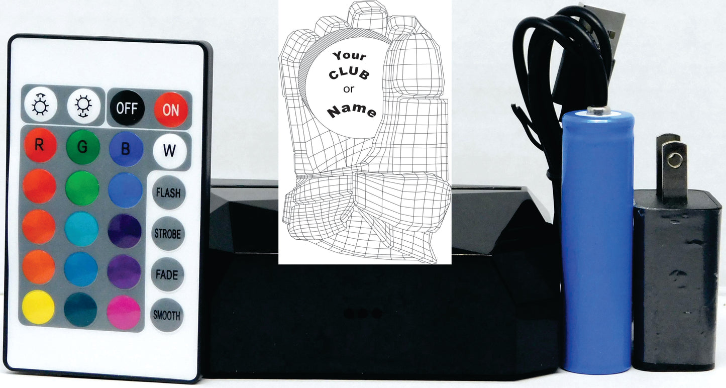 Hockey Glove 3-D Optical Illusion Multicolored Light