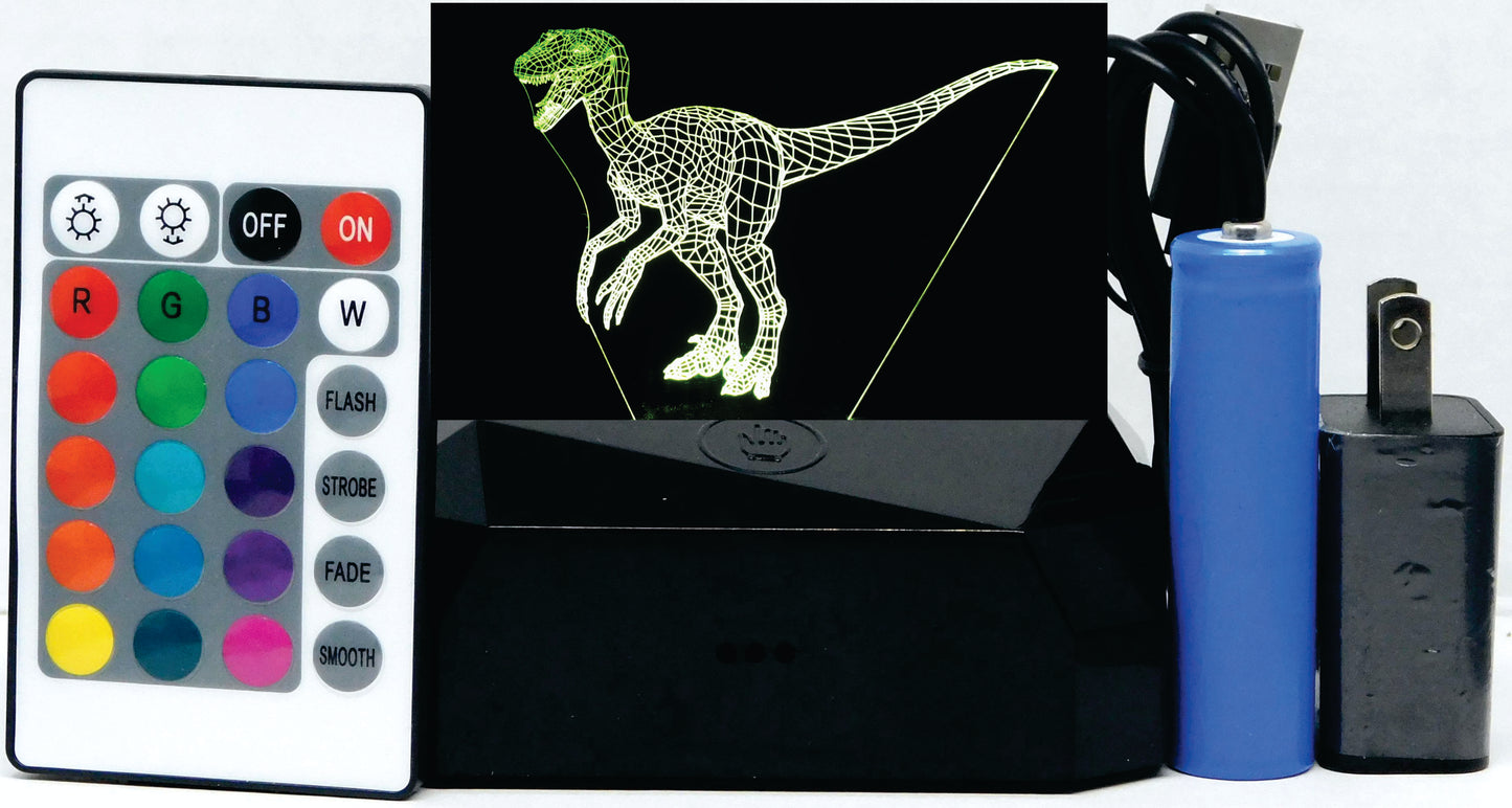 Dinosaurs 3-D Optical Illusion LED Desk, Table, Night Lamp
