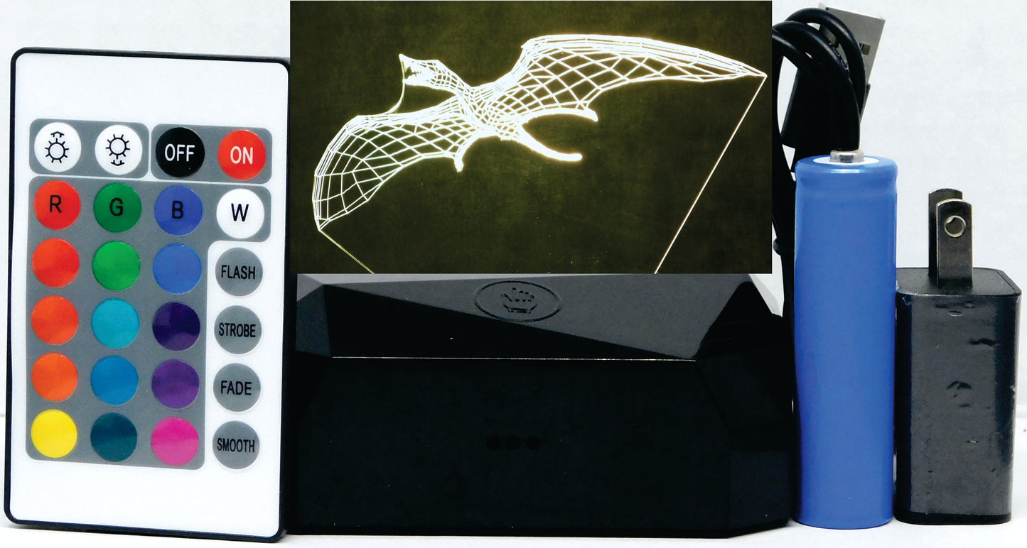 Dinosaurs 3-D Optical Illusion LED Desk, Table, Night Lamp