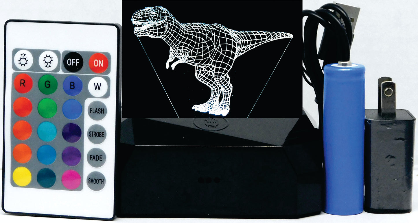 Dinosaurs 3-D Optical Illusion LED Desk, Table, Night Lamp