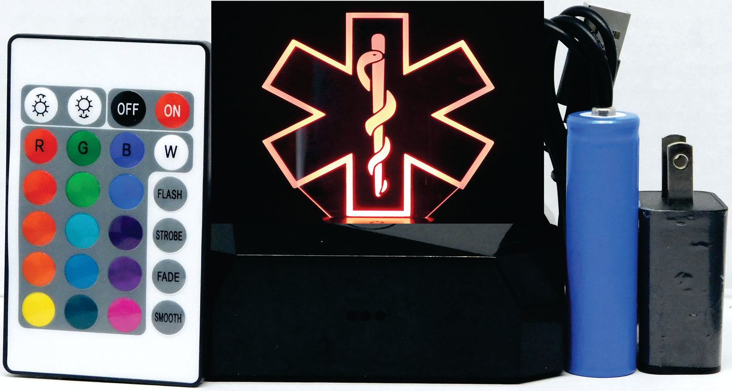 EMT Logo 3-D Optical Illusion Multicolored LED Lamp