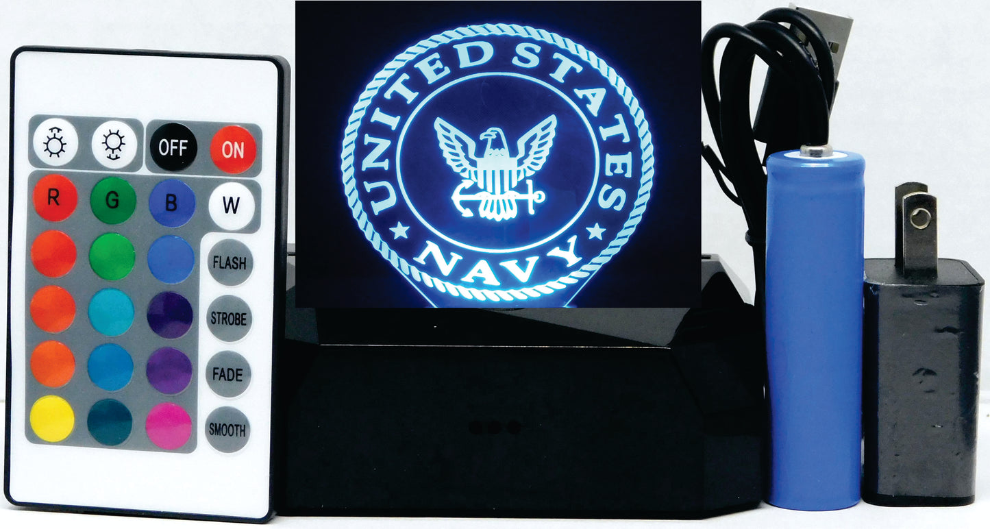 Navy Logo 3-D Optical Illusion Multicolored LED Lamp